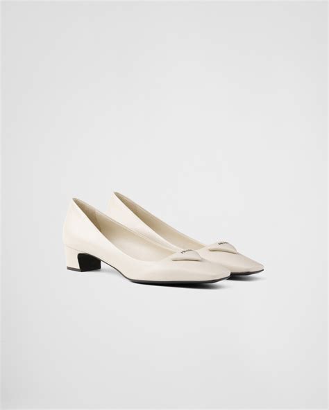 Ivory Patent Saffiano Leather Pumps 